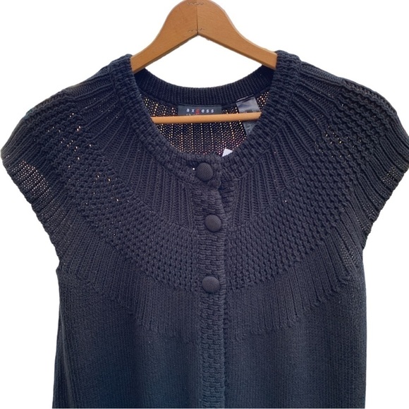 NWT Access Liz Claiborne Black Knit Fly Away Sweater Size XL Sleeveless Sweater - Picture 2 of 9